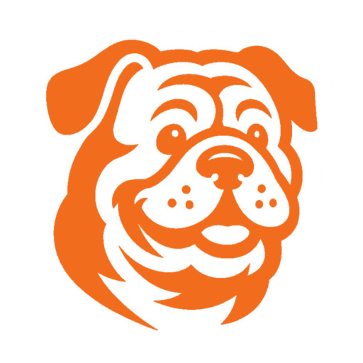 Testa di cane arancione sorridente